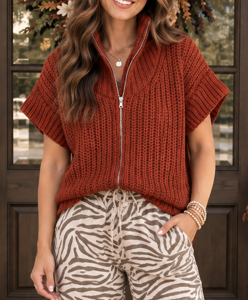 High Neck Sweater Cardigan