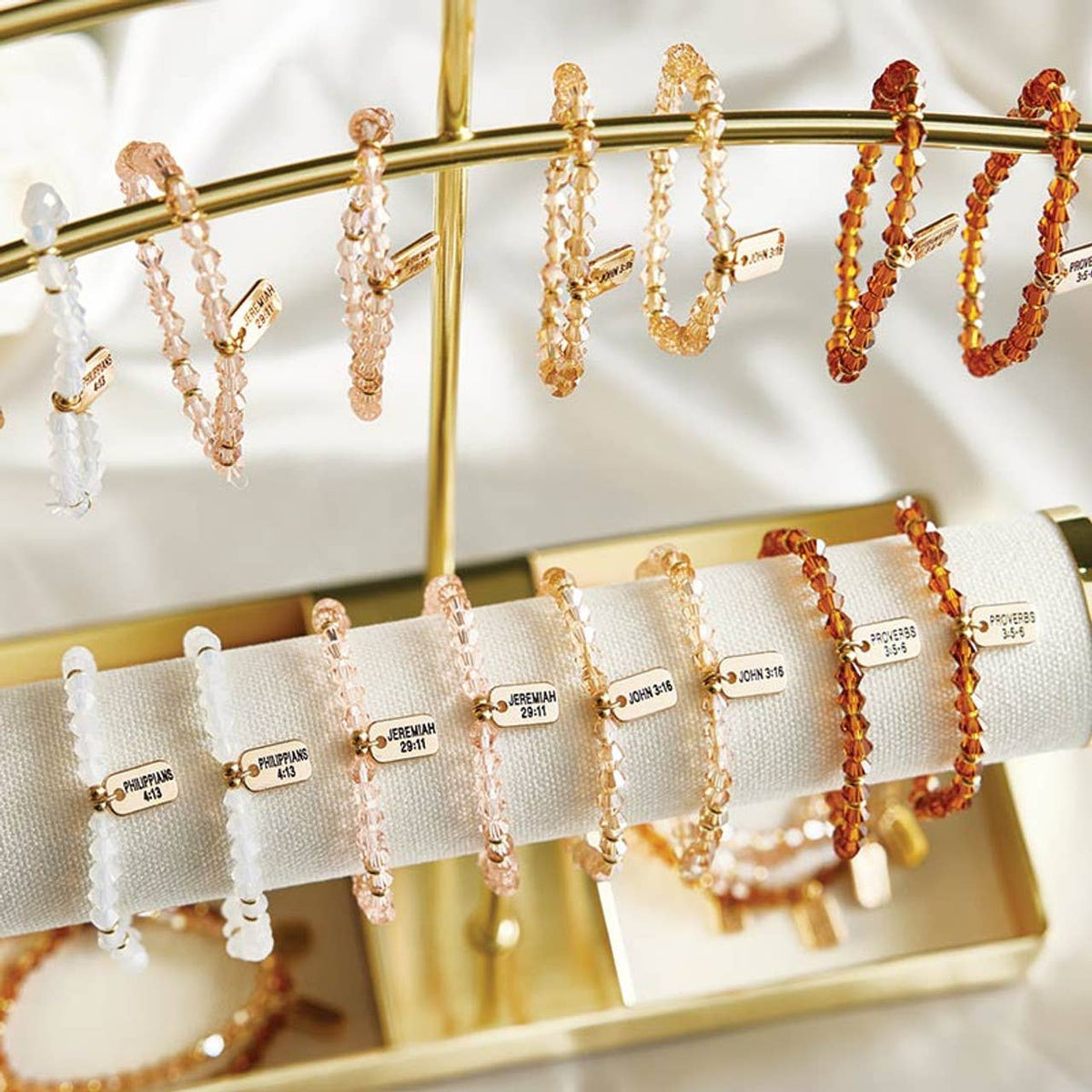 Glass Bead Tagged Bracelet Filled Display