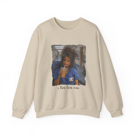 Crewneck Sweatshirt- Cozy Nurse Portrait