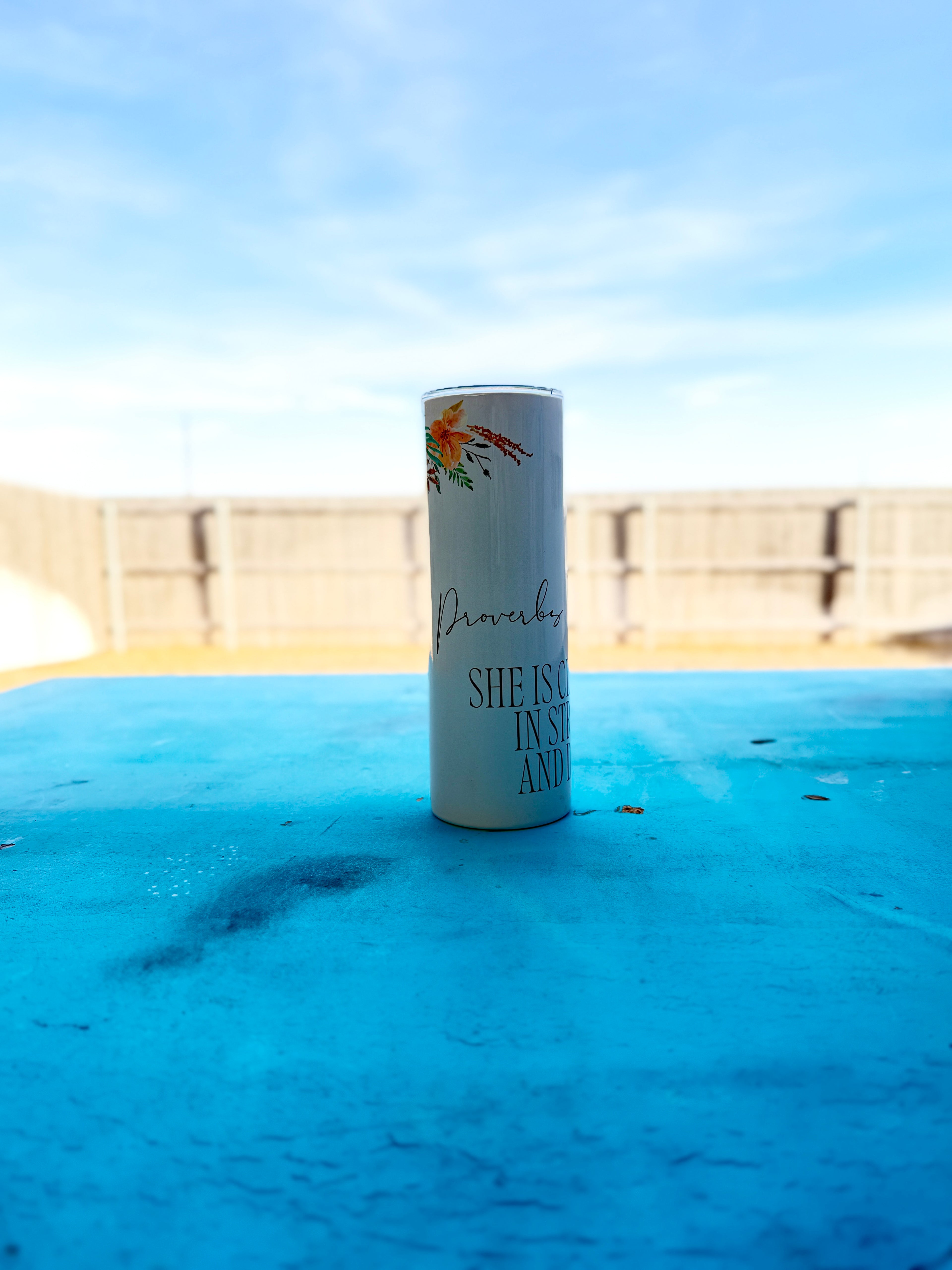 Proverbs 31:25 20 Oz Skinny Tumbler
