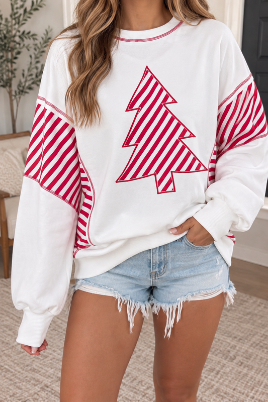White Striped Christmas Tree Top