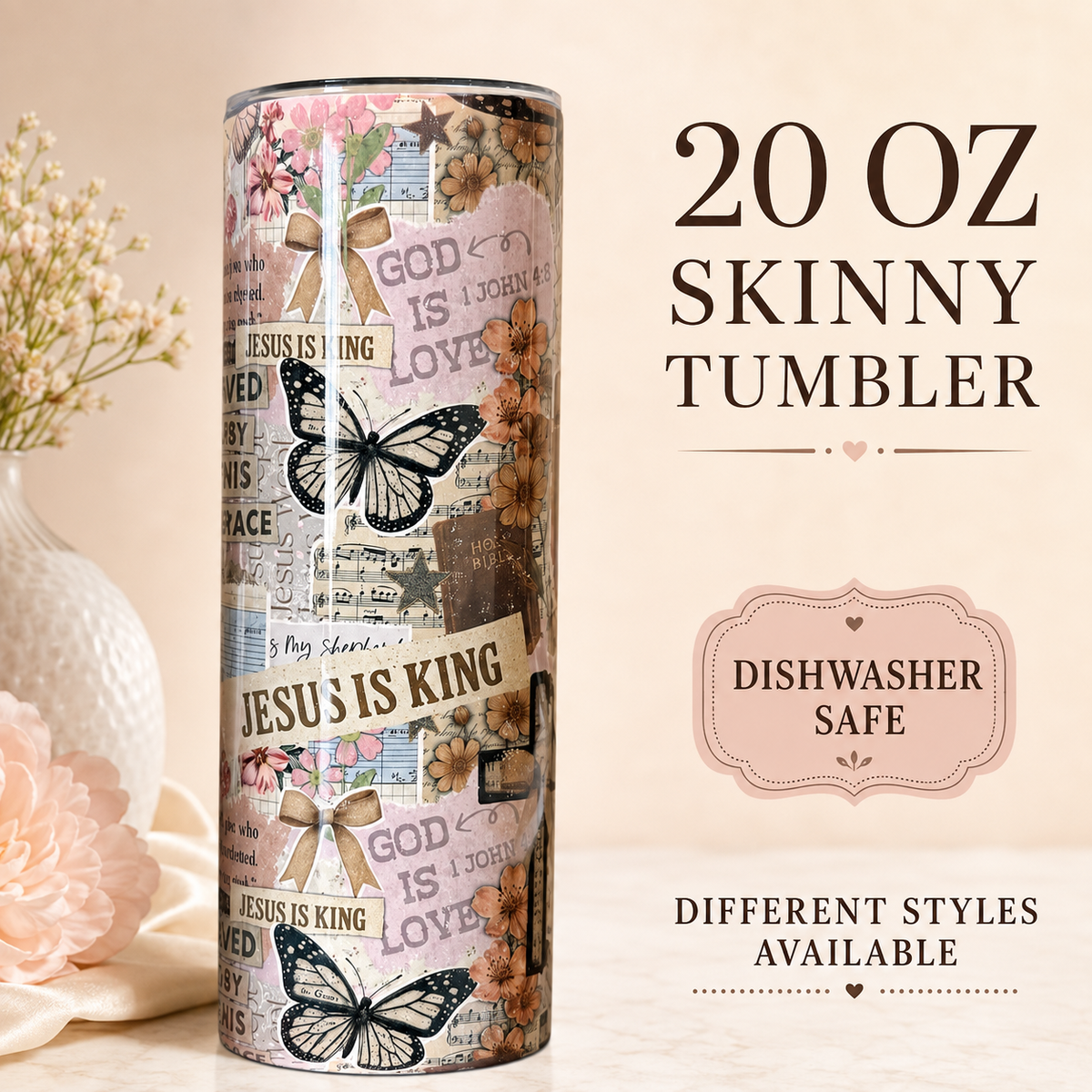 20oz Skinny Tumbler – Faith-Inspired Designs